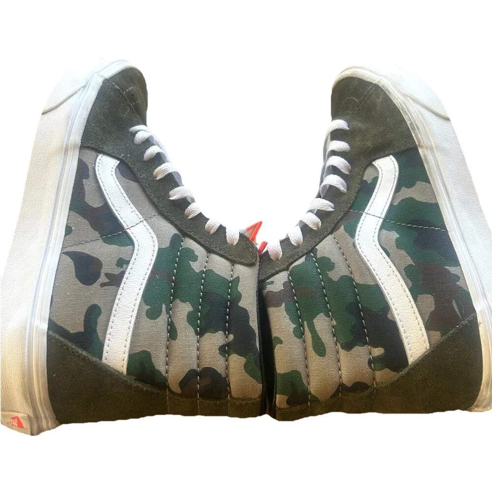 Vans Sk8-Hi Camo Skateboard Suede Canvas Olive Green High Top W-8 / M 6.5